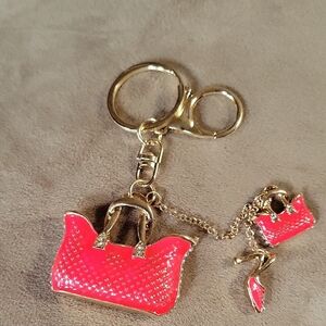 Elegant Red & Gold Handbag Keychain/ Bag Charm